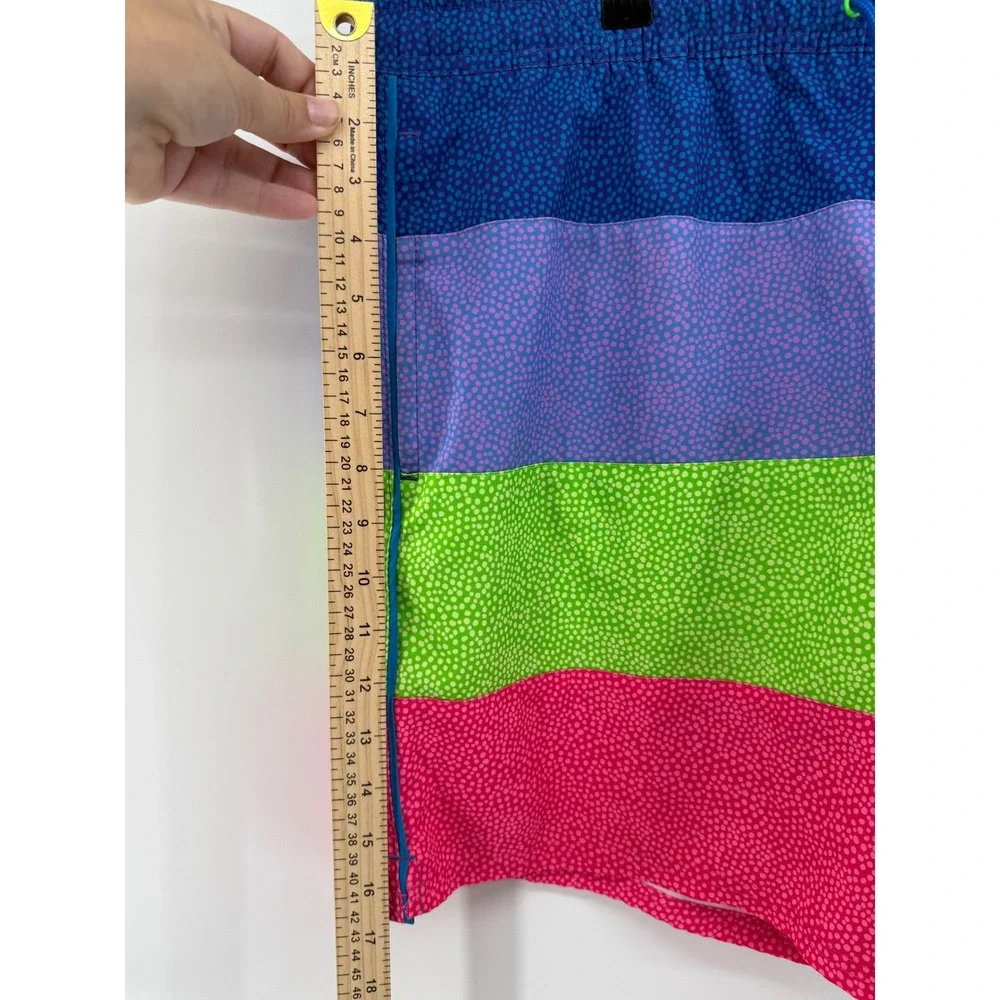 Vineyard Vines Mens XL Swim Trunks Colorblock Dot Board Shorts Blue Green Pink